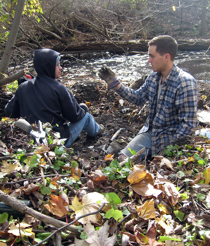 (L-R) Kyle and Barrett digging in “the Forest dump” in October, 2007